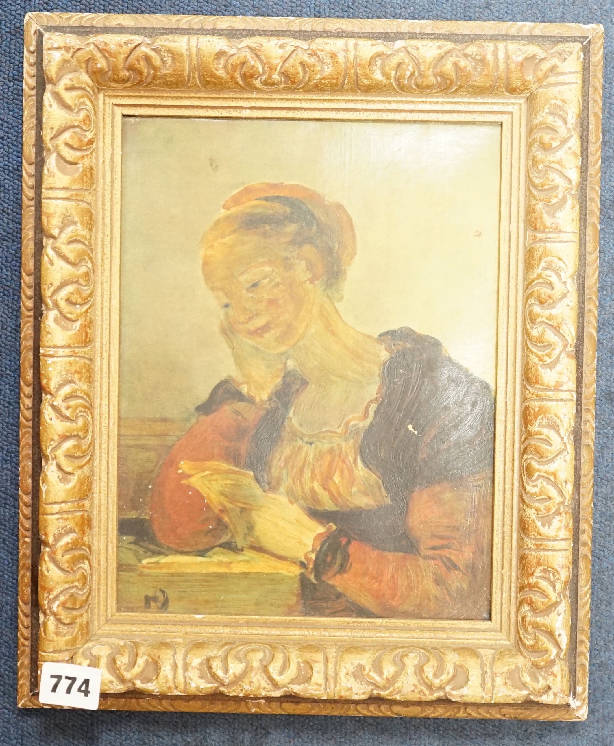 Oleograph after Fragonard, 26. 5 cm x 20 cm